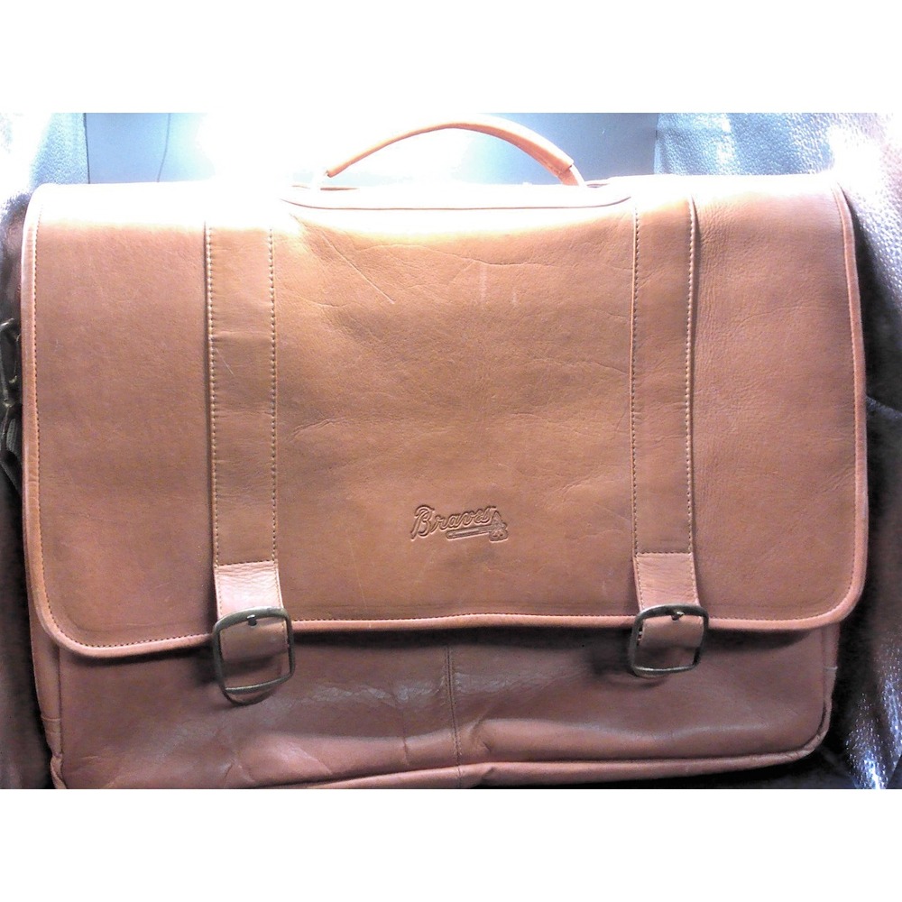 Atlanta Braves Leather Briefcase/Computer Satchel 16.5 X 12 inches